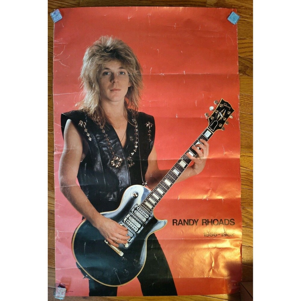 Vintage 1985 Randy Rhoads Memorial Poster Funky Enterprises Original Gibson...